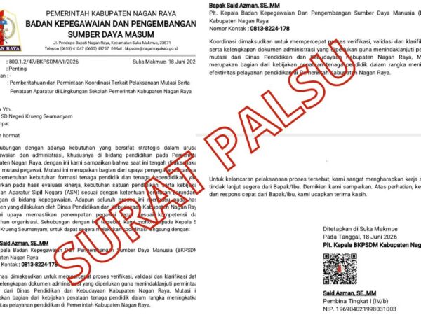 Kepsek di Nagan Raya diminta Waspada atas Beredarnya Surat Mutasi ASN